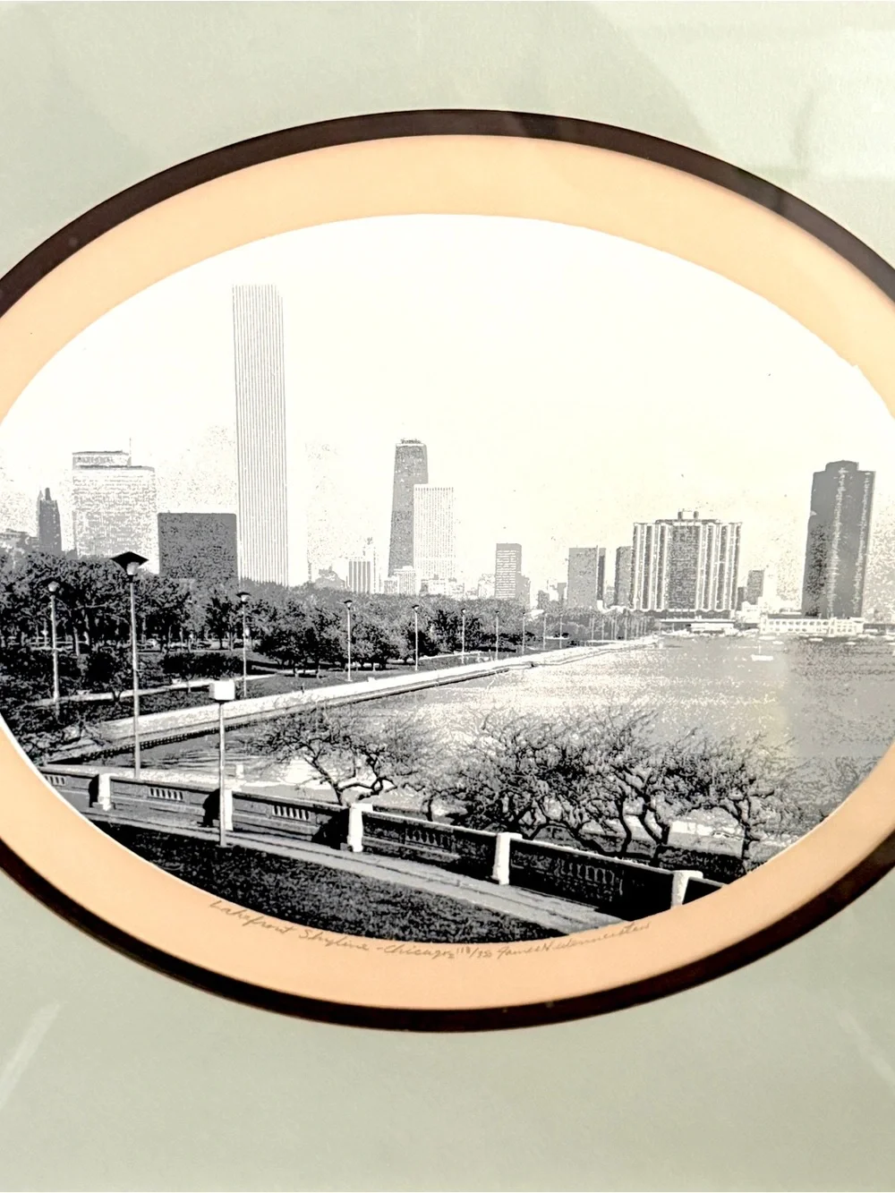 Lakefront Skyline Chicago Framed Matted Limited Ed Print #118/350-Wennersten